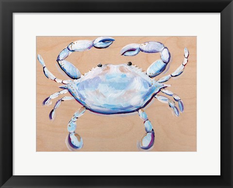 Framed Blue and White Crab Print