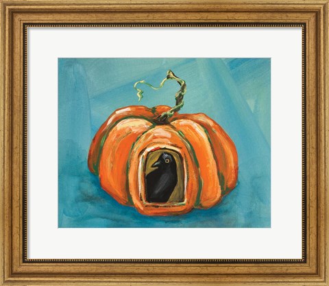 Framed Pumpkin &amp; Crow Print