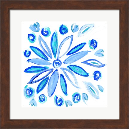 Framed Blue Aqua Painterly Floral II Print