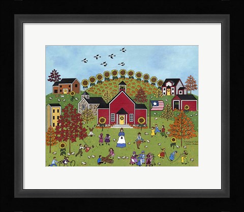 Framed Schoolyard Fun With Green Print