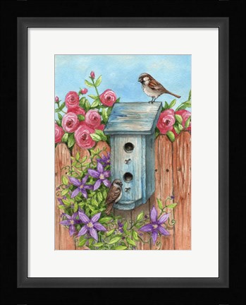 Framed House Sparrow Flag Print