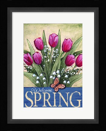 Framed Welcome Spring Tulips Print