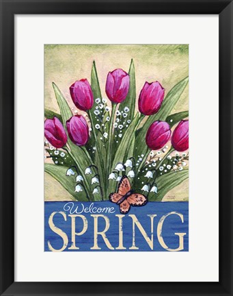 Framed Welcome Spring Tulips Print