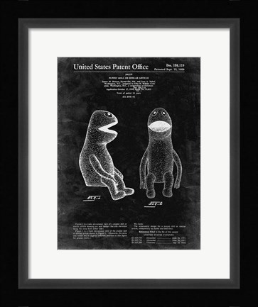 Framed Puppet Doll Patent - Black Grunge Print