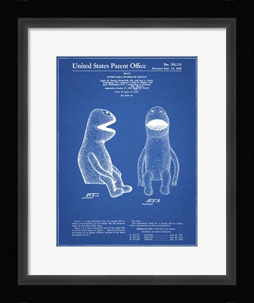 Framed Puppet Doll Patent - Blueprint Print