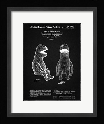 Framed Puppet Doll Patent - Vintage Black Print