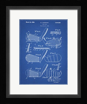 Framed Golf Club Patent - Blueprint Print