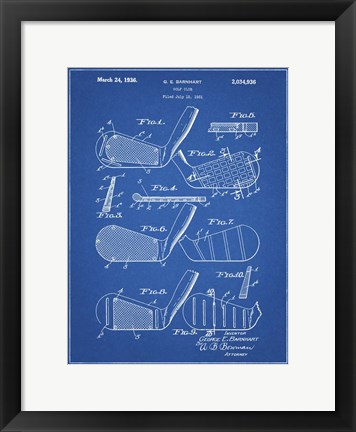 Framed Golf Club Patent - Blueprint Print
