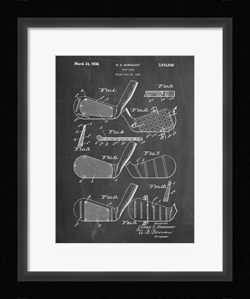 Framed Golf Club Patent - Chalkboard Print