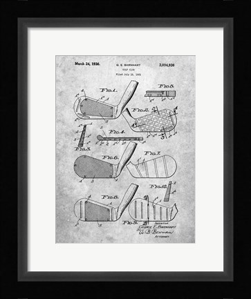 Framed Golf Club Patent - Slate Print