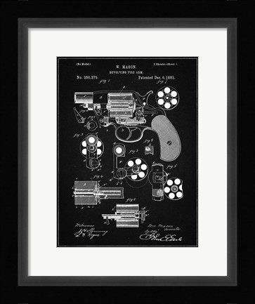Framed Revolving Fire Arm Patent - Vintage Black Print