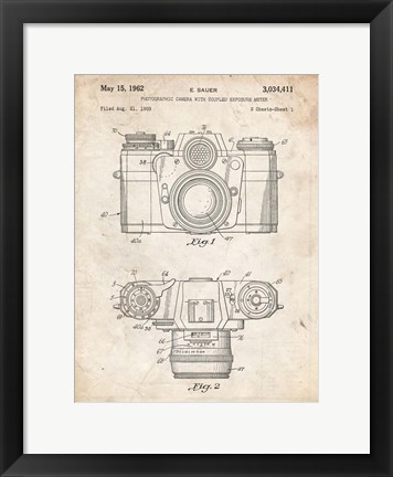 Framed Photographic Camera With Coupled Exposure Meter Patent - Vintage Parchment Print