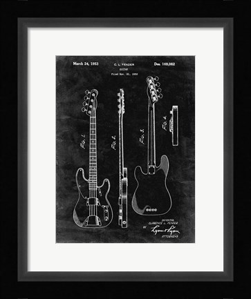 Framed Guitar Patent - Black Grunge Print