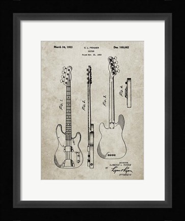 Framed Guitar Patent - Sandstone Print