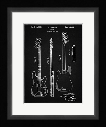 Framed Guitar Patent - Vintage Black Print