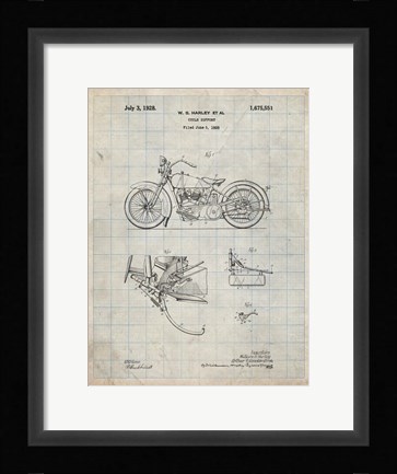 Framed Cycle Support Patent - Antique Grid Parchment Print