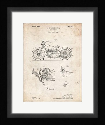 Framed Cycle Support Patent - Vintage Parchment Print