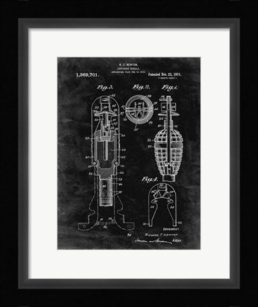 Framed Explosive Missile Patent - Black Grunge Print