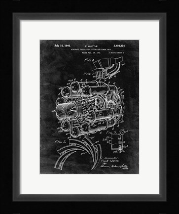 Framed Aircraft Propulsion &amp; Power Unit Patent - Black Grunge Print