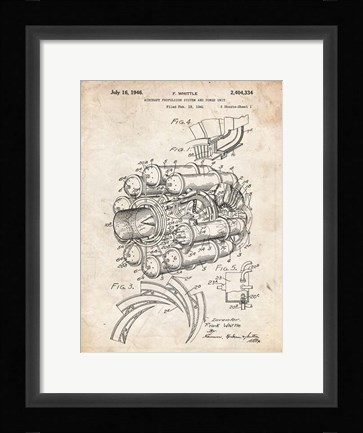 Framed Aircraft Propulsion &amp; Power Unit Patent - Vintage Parchment Print