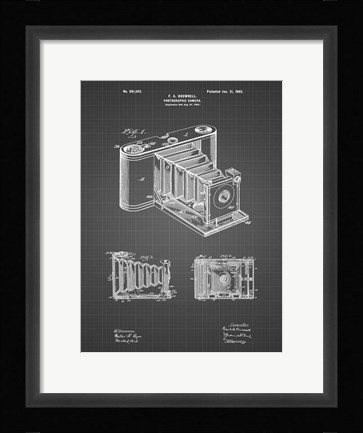 Framed Photographic Camera Patent - Black Grid Print