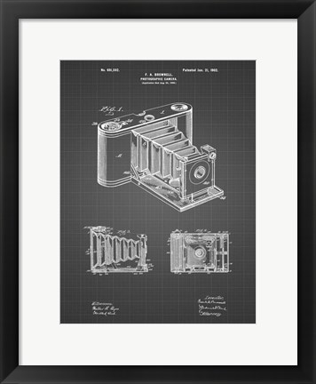 Framed Photographic Camera Patent - Black Grid Print