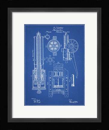 Framed Machine Gun Patent - Blueprint Print