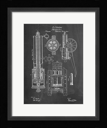 Framed Machine Gun Patent - Chalkboard Print