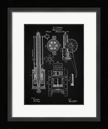 Framed Machine Gun Patent - Vintage Black Print