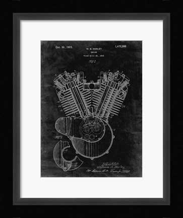Framed Engine Patent - Black Grunge Print