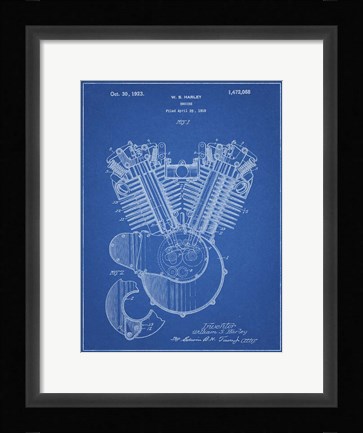 Framed Engine Patent - Blueprint Print
