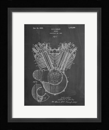 Framed Engine Patent - Chalkboard Print