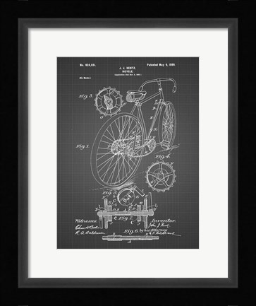 Framed Bicycle Patent - Black Grid Print
