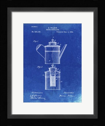 Framed Coffee Percolator Patent - Faded Blueprint Print