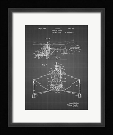 Framed Direct-Lift Aircraft Patent - Black Grid Print
