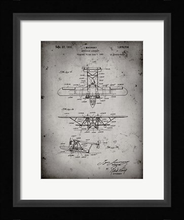 Framed Amphibian Aircraft Patent - Faded Grey Print