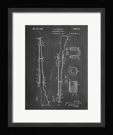 Framed Semi-Automatic Rifle Patent - Chalkboard Print