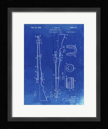 Framed Semi-Automatic Rifle Patent - Faded Blueprint Print