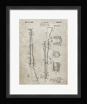 Framed Semi-Automatic Rifle Patent - Sandstone Print