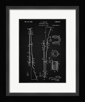 Framed Semi-Automatic Rifle Patent - Vintage Black Print