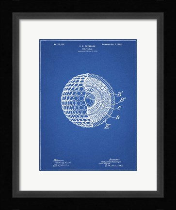 Framed Golf Ball Patent - Blueprint Print