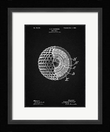 Framed Golf Ball Patent - Vintage Black Print