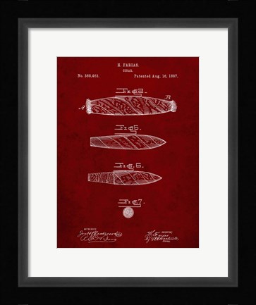 Framed Cigar Patent - Burgundy Print