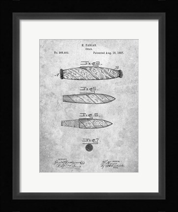 Framed Cigar Patent - Slate Print