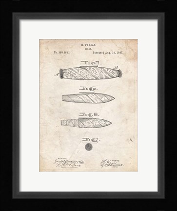 Framed Cigar Patent - Vintage Parchment Print