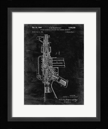 Framed Firearm With Auxiliary Bolt Closure Mechanism Patent - Black Grunge Print