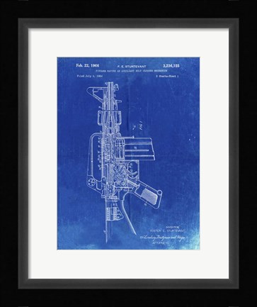 Framed Firearm With Auxiliary Bolt Closure Mechanism Patent - Faded Blueprint Print