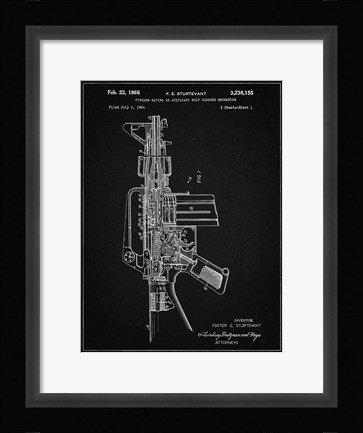 Framed Firearm With Auxiliary Bolt Closure Mechanism Patent - Vintage Black Print