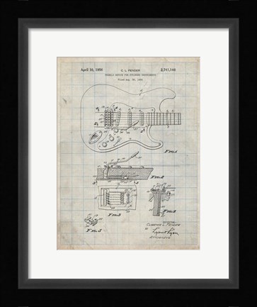 Framed Tremolo Device for Stringed Instruments Patent - Antique Grid Parchment Print
