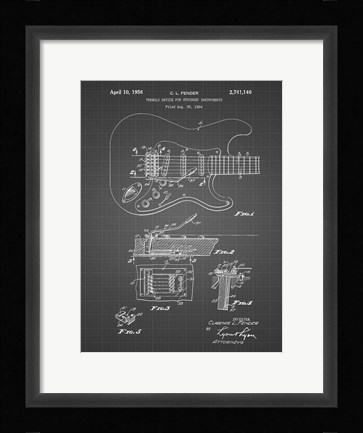 Framed Tremolo Device for Stringed Instruments Patent - Black Grid Print